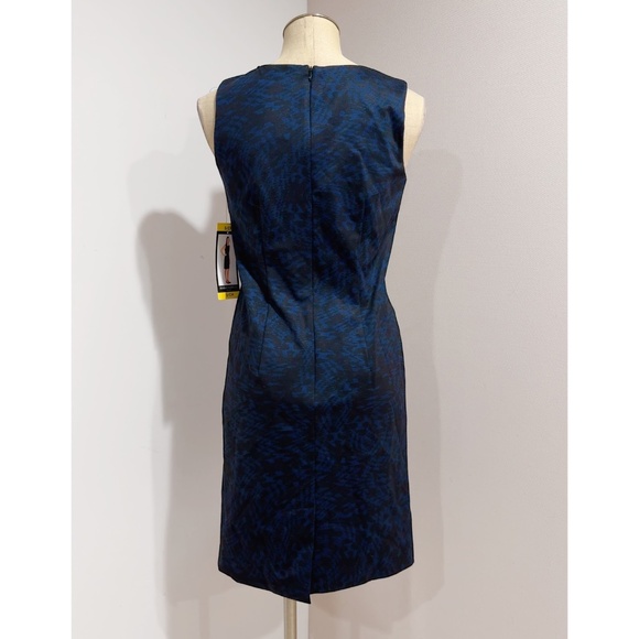 Mario Serrani Women's Blue Black Printed Unlined Comfort Knit Shift Dress Size S - Picture 7 of 10